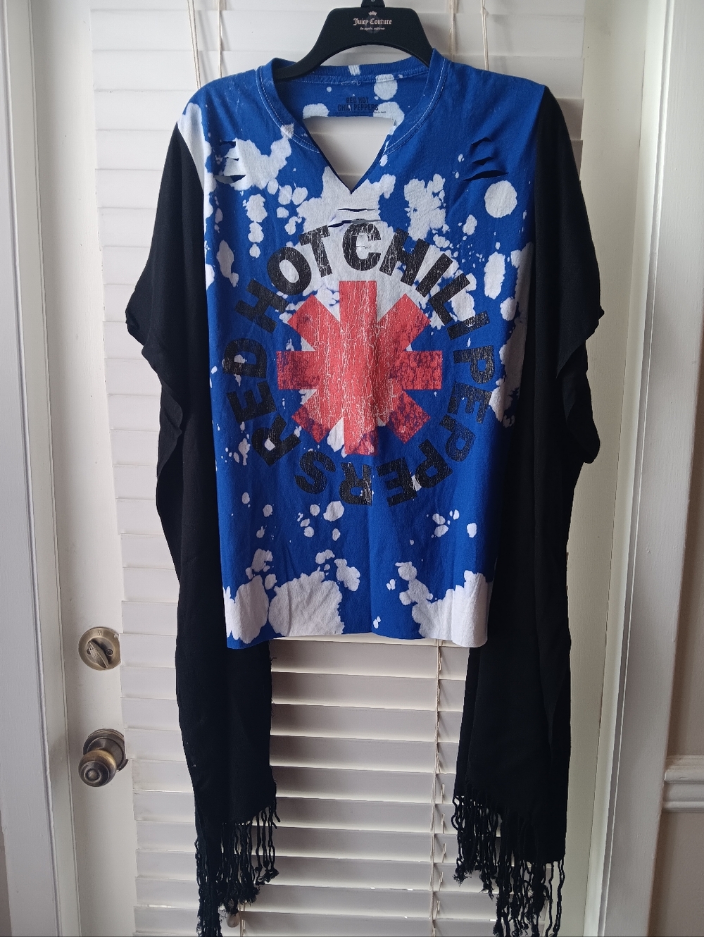 Upcycled Tie Dye Red Hot Chili Peppers Graphic Tshirt Poncho